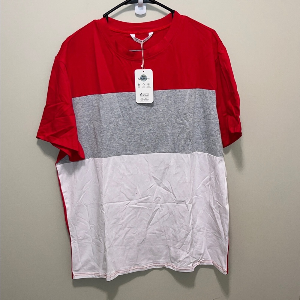 PatPat Color Block Red, Gray, and White Men's Tee